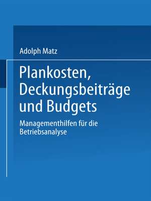cover image of Plankosten, Deckungsbeiträge und Budgets